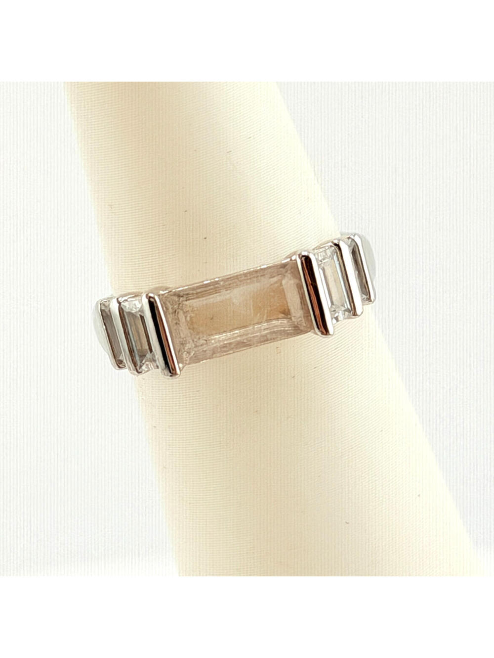 Bomb Party Sz 7 "She Fancies You" Clear to Coral Color Changing Stone on Rhodium